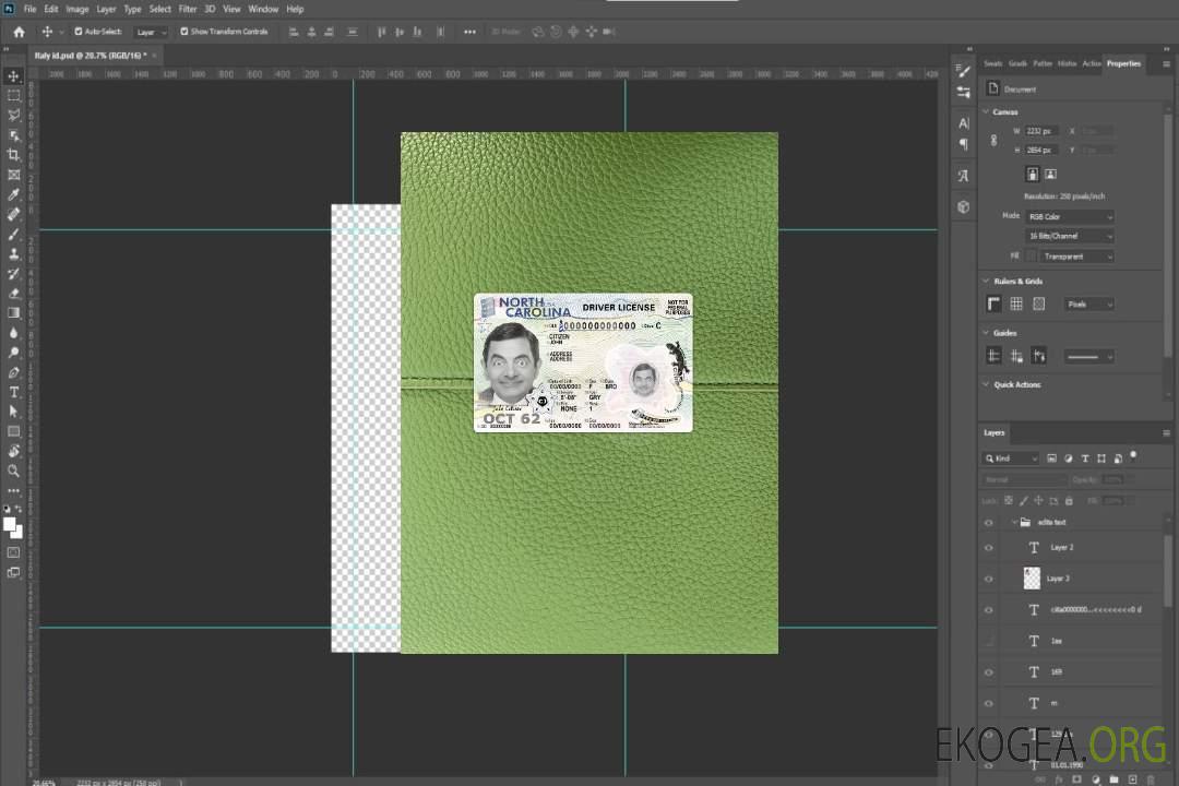 Permis de conduire USA Caroline du Nord 2024-présent photolook AVANT template Permis de conduire USA Caroline du Nord 2024-présent photolook AVANT template